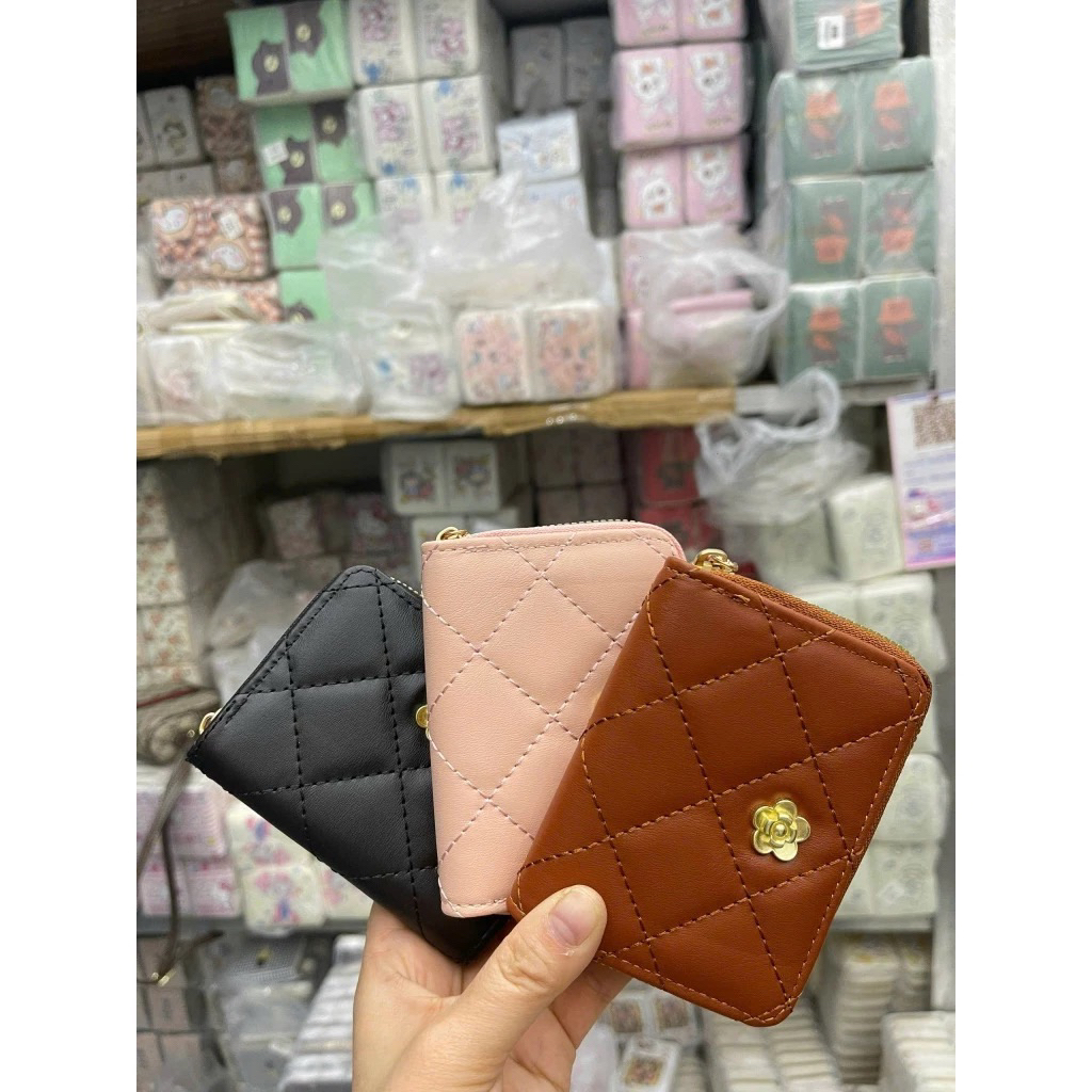 Ví Mini Khóa Kéo Nhiều Ngăn Đựng Họa Tiết Hoa Mạ Vàng Nhỏ Gọn Kích Thước Nhỏ Gọn Tiện Lợi Cho Mọi Lúc Mọi Nơi