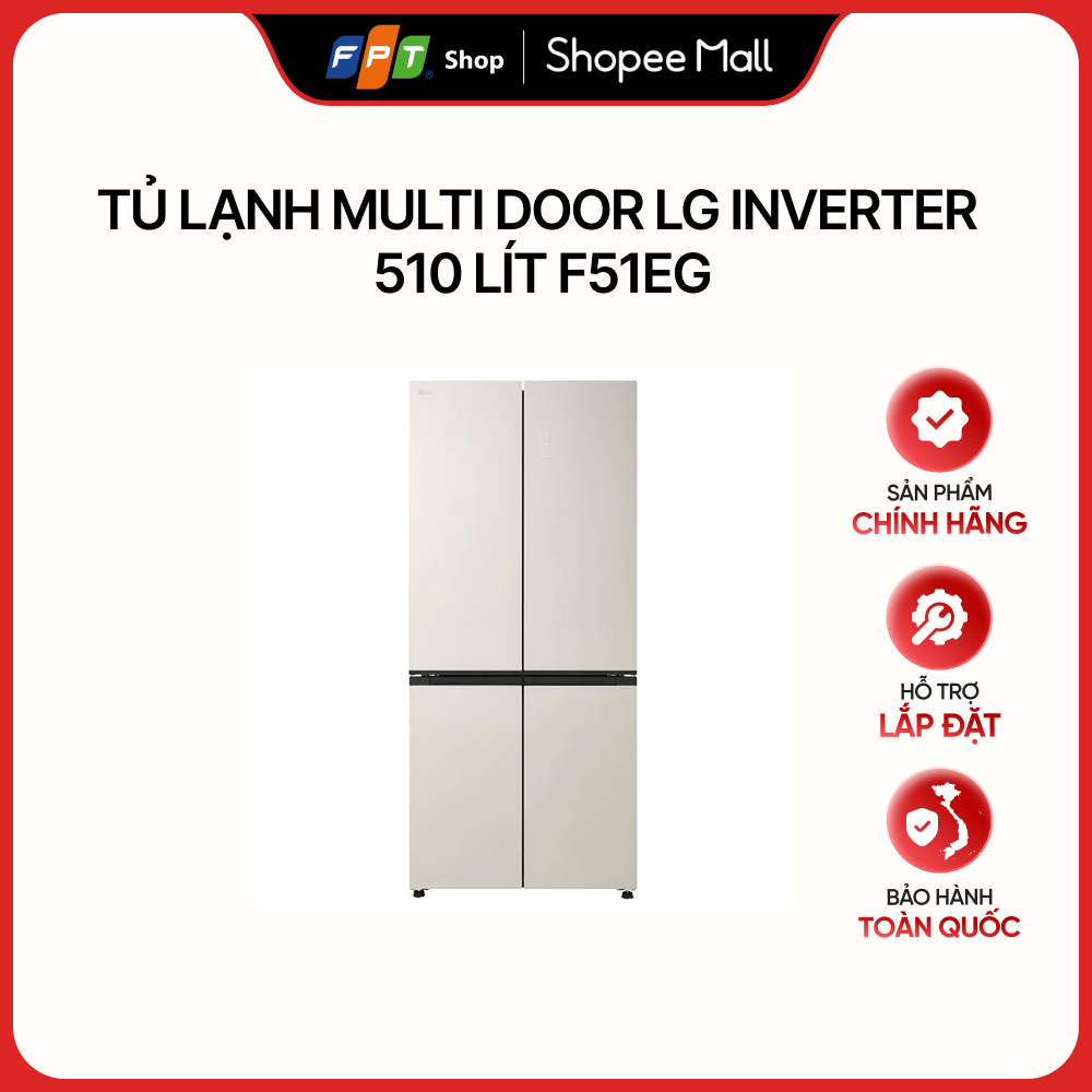 [Chỉ GH tận nơi] Tủ lạnh Multi door LG Inverter 510 lít F51EG