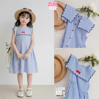 Váy Lá Cổ Thêu Cherry AZD620 – Váy Bé Gái Cổ Lá Thêu, Form Xòe Dịu Dàng