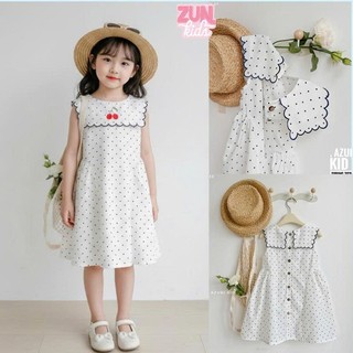 Váy Lá Cổ Thêu Cherry AZD620 – Váy Bé Gái Cổ Lá Thêu, Form Xòe Dịu Dàng