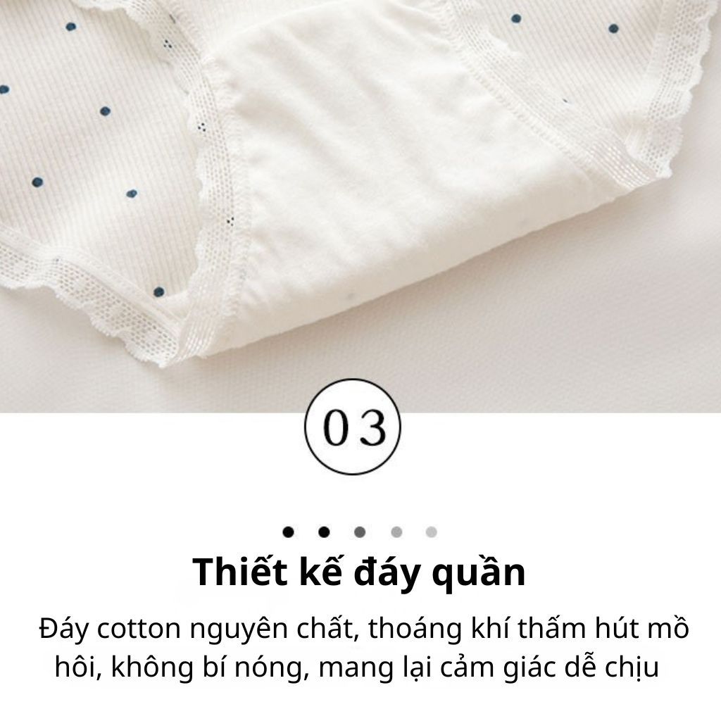 Quần lót nữ cotton cao cấp kháng khuẩn dày dặn thấm hút co giãn linh hoạt họa tiết CUTE LANIXA L2509