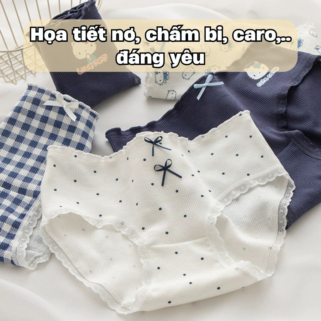 Quần lót nữ cotton cao cấp kháng khuẩn dày dặn thấm hút co giãn linh hoạt họa tiết CUTE LANIXA L2509