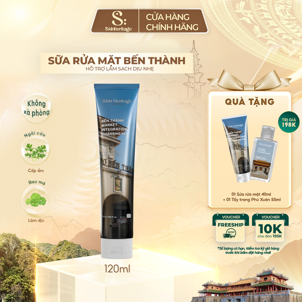 Sữa Rửa Mặt Bến Thành Hỗ Trợ Làm Sạch Bụi Bẩn Dầu Nhờn Dịu Nhẹ Da S Kin Heritage Không Chứa Xà Phòng 120ml - Hình ảnh...