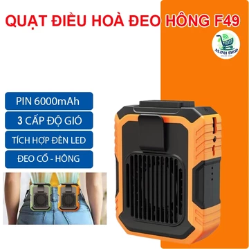 Quạt Mini Đeo Thắt Lưng F49, Quạt Làm Mát Lưng Có 3 Cấp Độ Gió, Quạt Đeo Hông Dung Lượng 6000mAh, Quạt Điều Hoà Mini