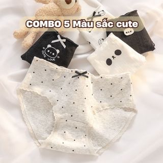 Quần lót nữ cotton xốp cao cấp thấm hút đáy lót 2 lóp kháng khuẩn khử mùi họa tiết đáng yêu L1172