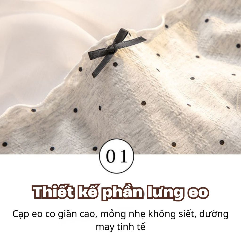 Quần lót nữ cotton cao cấp kháng khuẩn co giãn linh hoạt đính nơ xinh xắn họa tiết cute LANIXA L1172