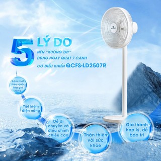 Quạt đứng,quạt điện Xiaomi Qcooko 7 Cánh CÔNG SUẤT LỚN SIÊU MÁT, điều khiển từ xa,hẹn giờ 9 tiếng,quạt cây