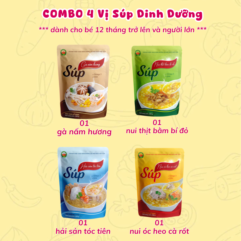 Combo 04 Gói Súp Dinh Dưỡng Đủ Vị - Thương Hiệu Cây Thị