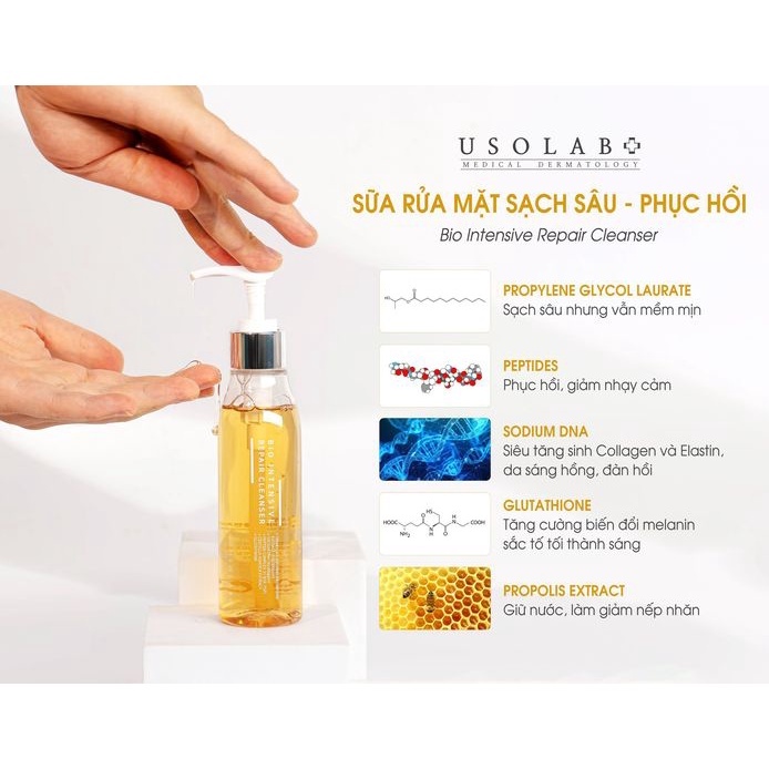 Sữa rửa mặt USOLAB Bio Intensive Repair Cleanser phục hồi tế bào gốc, dịu nhẹ 150ml