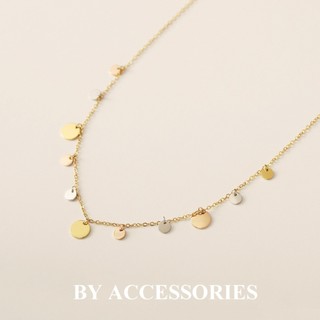 Dây chuyền choker nữ titan sequin xích phối mặt tròn to nhỏ 3 màu mạ vàng không gỉ WN2632 BY ACCESSORIES