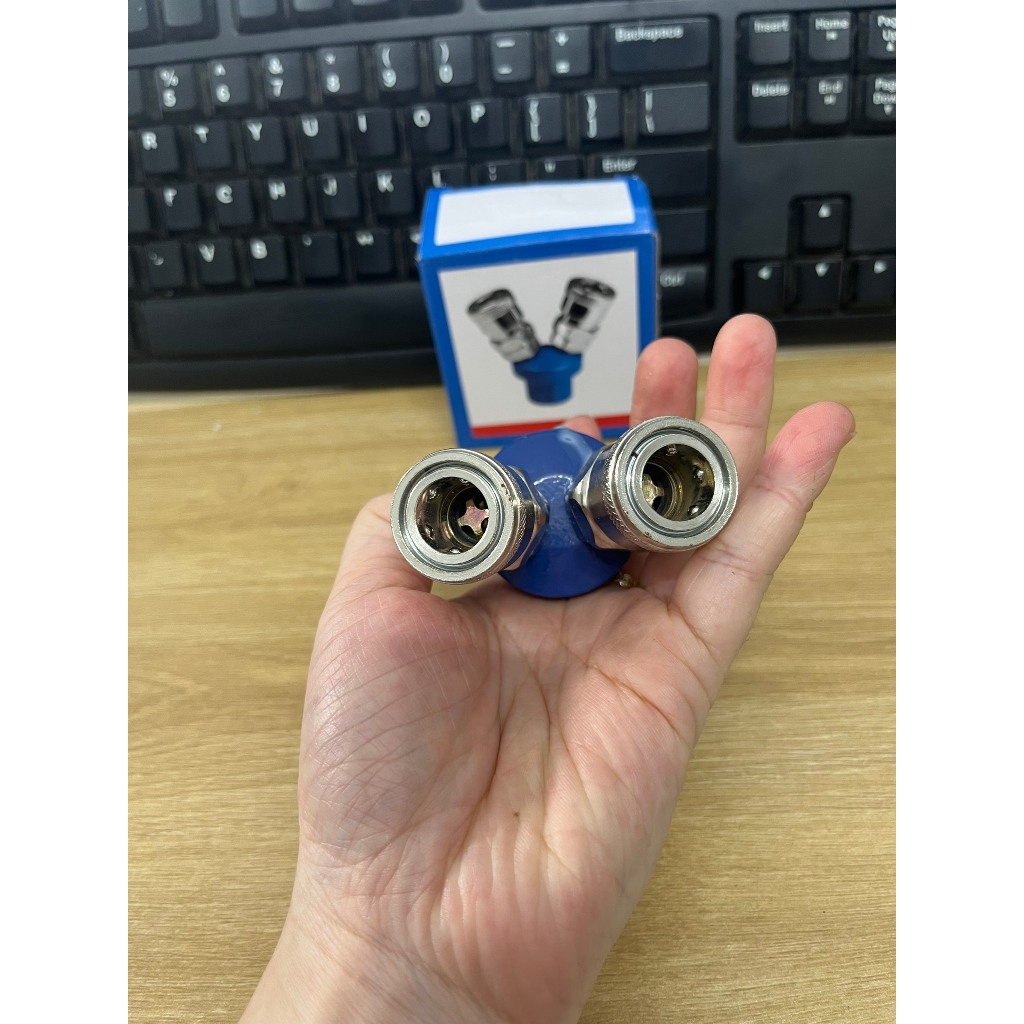 Chạc 2 Khí Nén Ren Trong 13mm Và Ren Ngoài 21mm | Tê Khí Nén Chia 2 Đầu