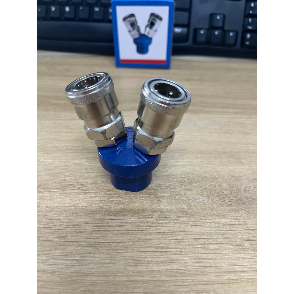 Chạc 2 Khí Nén Ren Trong 13mm Và Ren Ngoài 21mm | Tê Khí Nén Chia 2 Đầu