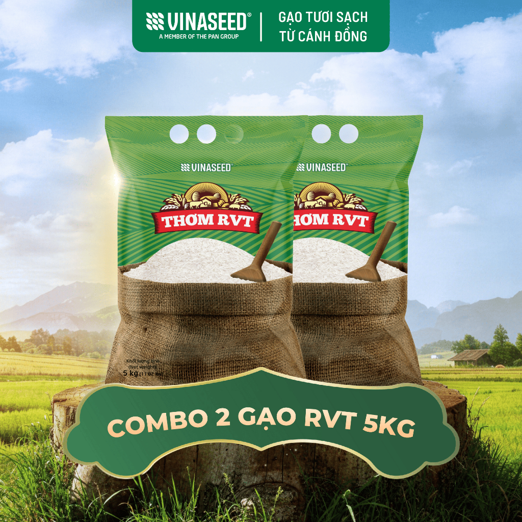 Combo Gạo Thơm RVT Vinaseed túi 5kg - Hạt dẻo thơm hoa lài nhẹ | Shopee ...