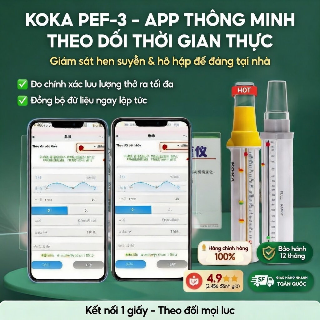 Máy Đo Lưu Lượng Đỉnh KOKA & MaiWieel PEF-3 Phòng Ngừa Hen Suyễn Do Bụi Mỏ, Kết Nối App Theo Dõi