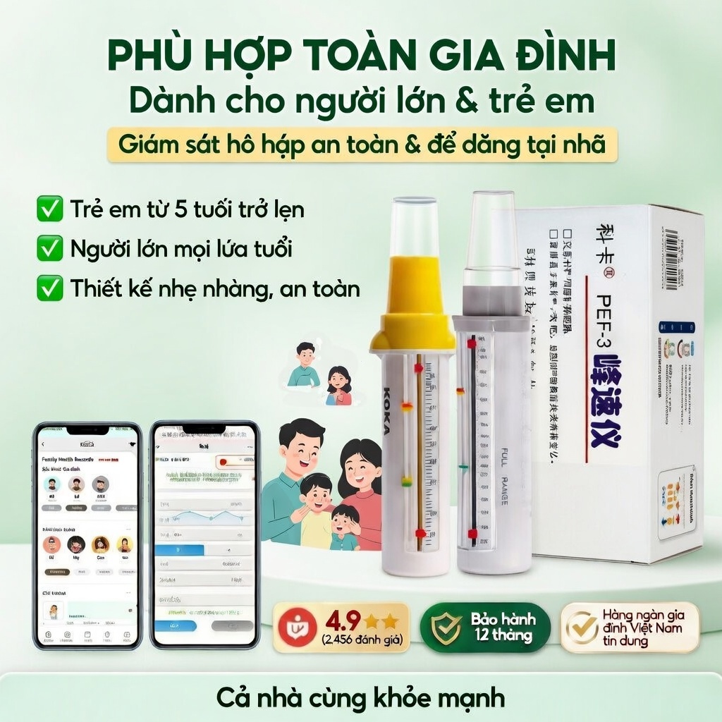 Máy Đo Lưu Lượng Đỉnh KOKA & MaiWieel PEF-3 Phòng Ngừa Hen Suyễn Do Bụi Mỏ, Kết Nối App Theo Dõi