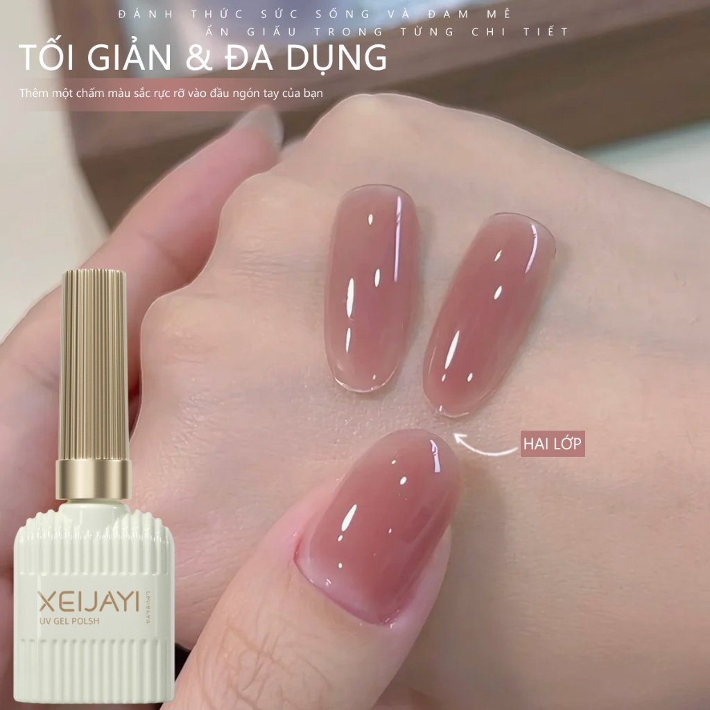 XEIJAYI 15ml Sơn móng tay dạng gel màu hồng nhạt trong suốt , thích hợp sử dụng tại salon, phù hợp với mọi tông da.