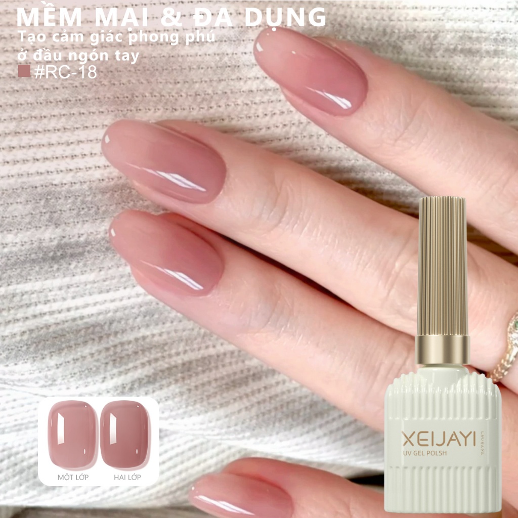 XEIJAYI 15ml Sơn móng tay dạng gel màu hồng nhạt trong suốt , thích hợp sử dụng tại salon, phù hợp với mọi tông da.