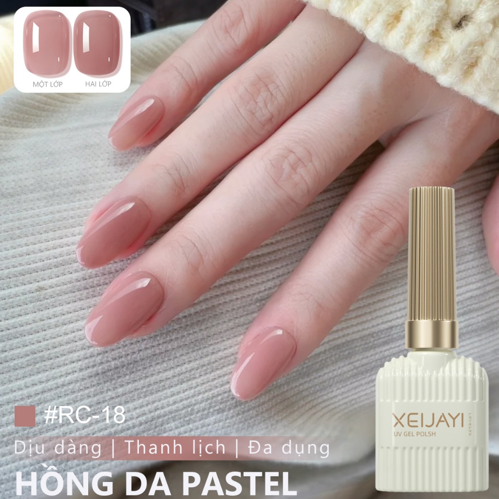 XEIJAYI 15ml Sơn móng tay dạng gel màu hồng nhạt trong suốt , thích hợp sử dụng tại salon, phù hợp với mọi tông da.