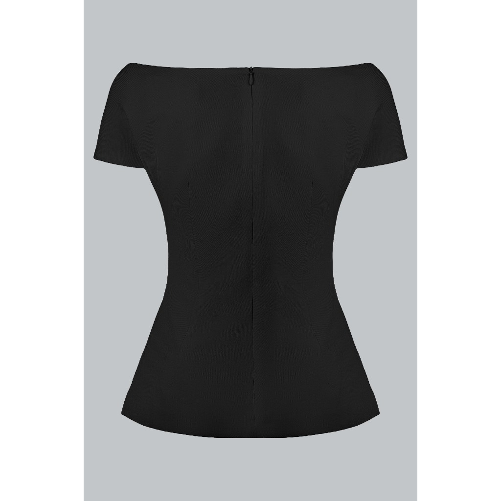 Áo Xuân Hè Cổ Lệch 2T17.2601, Áo Lệch Vai Form Dáng Ôm Eo Xoè Nhẹ, Kiểu Dáng Fitted Bodice Thanh Lịch Sang Trọng By JM