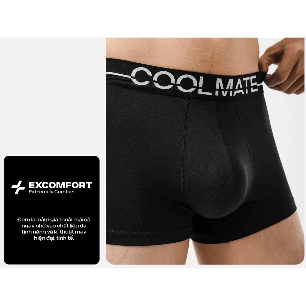 [MUA 4 GIẢM 20%]Combo 3 Quần lót Nam Trunk Ex-Comfort Modern Bamboo màu Xanh Coban mềm mại kháng khuẩn Coolmate