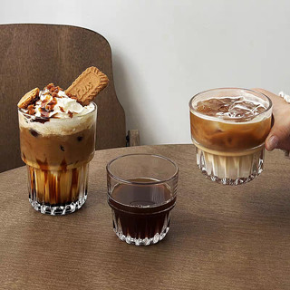 Bộ 6 Ly thủy tinh 160ml 250ml 320ml, Cốc thủy tinh sọc đáy 2 tầng chịu nhiệt uống trà, cafe,sinh tố
