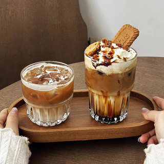 Bộ 6 Ly thủy tinh 160ml 250ml 320ml, Cốc thủy tinh sọc đáy 2 tầng chịu nhiệt uống trà, cafe,sinh tố