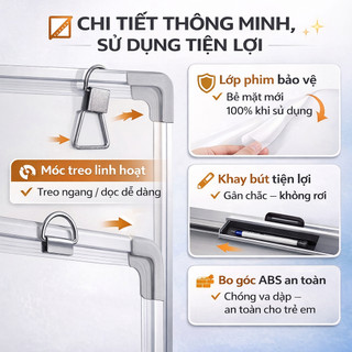Bảng từ trắng có chân di động 120x90cm nhôm Thích hợp cho lớp học, văn phòng và gia đình