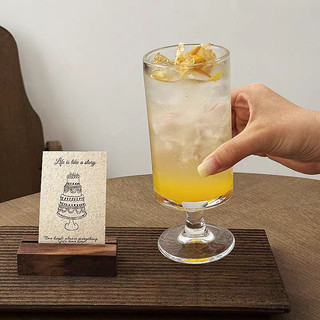 Bộ 6 Ly thủy tinh chân cao 350ml sang trọng, Cốc thuỷ tinh trơn và sọc dùng cho cocktail, soda