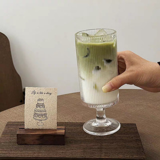 Bộ 6 Ly thủy tinh chân cao 350ml sang trọng, Cốc thuỷ tinh trơn và sọc dùng cho cocktail, soda