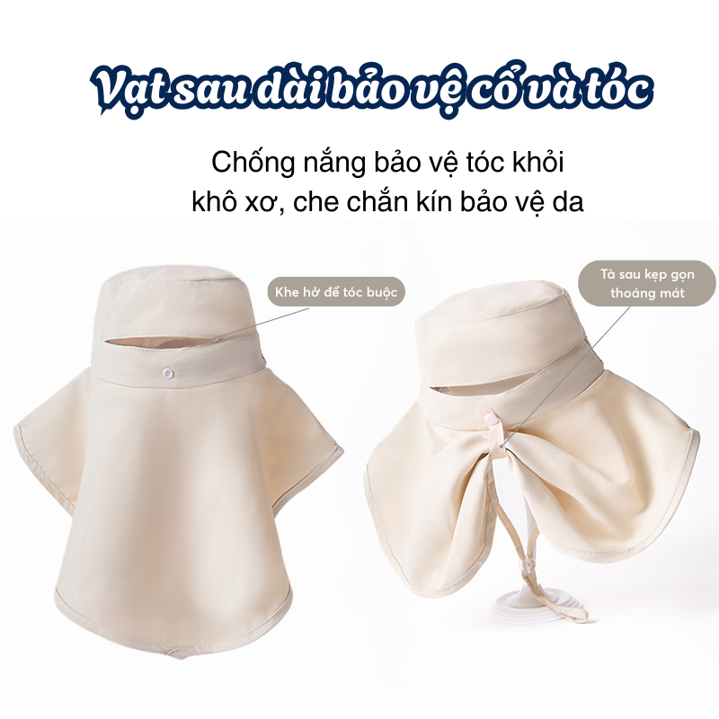 Mũ Chống Nắng Rộng Vành Toro Kèm Khăn Choàng Che Cổ, Chống Tia UV, Nón Trùm Đầu Che Nắng