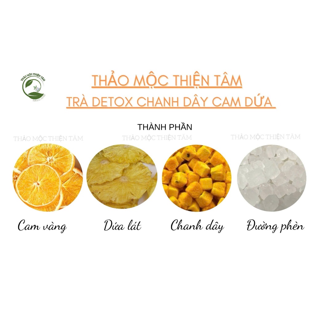 Trà DETOX Chanh Dây Cam Dứa Thanh Nhiệt - Mua 30 Gói Tặng 3 Gói Và Tặng Ngay 1 Gói Trà Bất Kỳ - Thảo Mộc Thiện Tâm