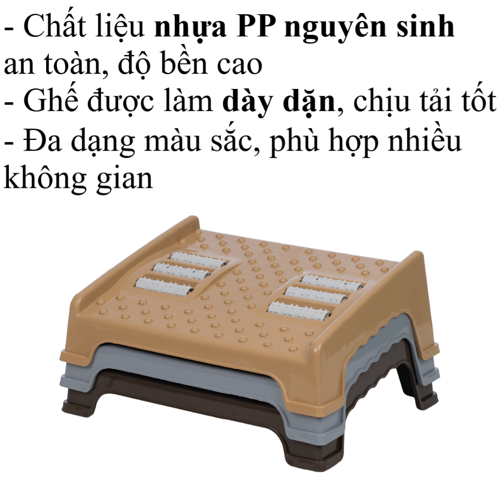 Ghế kê chân có con lăn nhựa VIỆT NHẬT - Massage bàn chân, kê chân công thái học văn phòng - 2135 AMIZIN