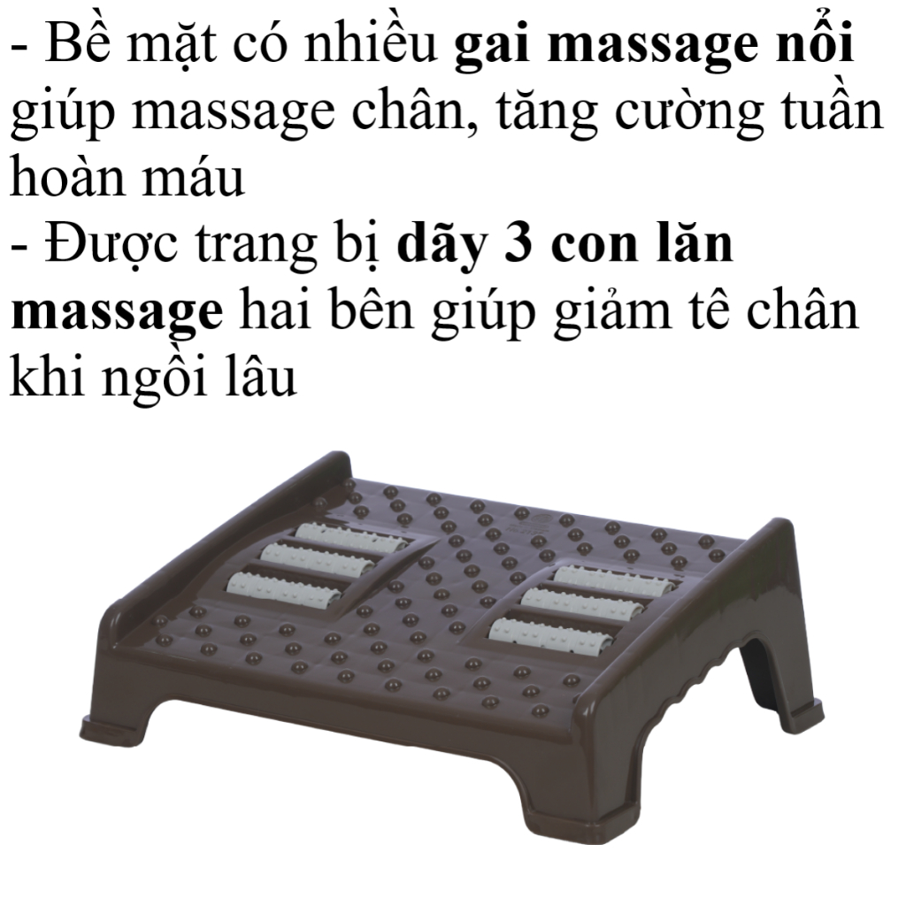 Ghế kê chân có con lăn nhựa VIỆT NHẬT - Massage bàn chân, kê chân công thái học văn phòng - 2135 AMIZIN