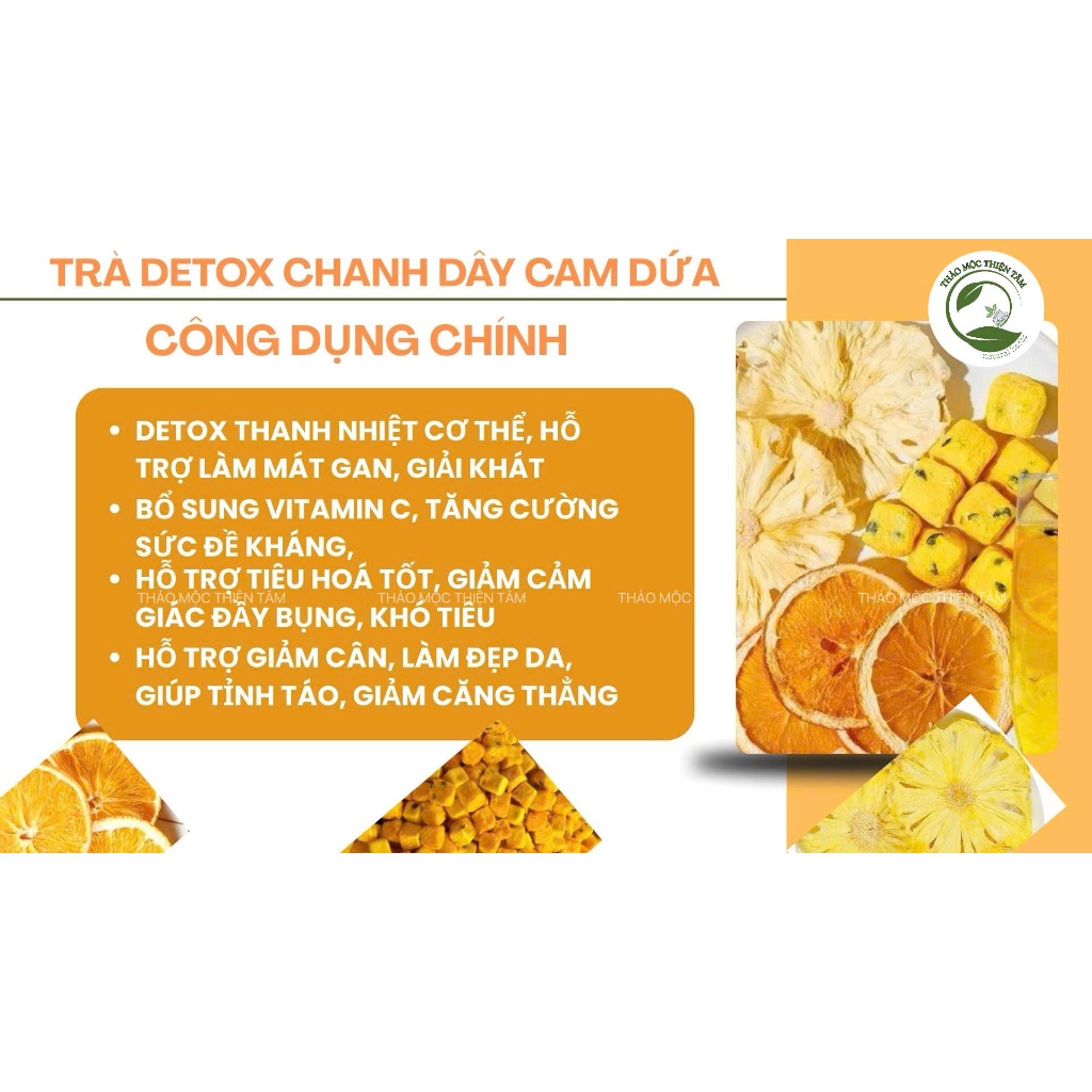 Trà DETOX Chanh Dây Cam Dứa Thanh Nhiệt - Mua 30 Gói Tặng 3 Gói Và Tặng Ngay 1 Gói Trà Bất Kỳ - Thảo Mộc Thiện Tâm