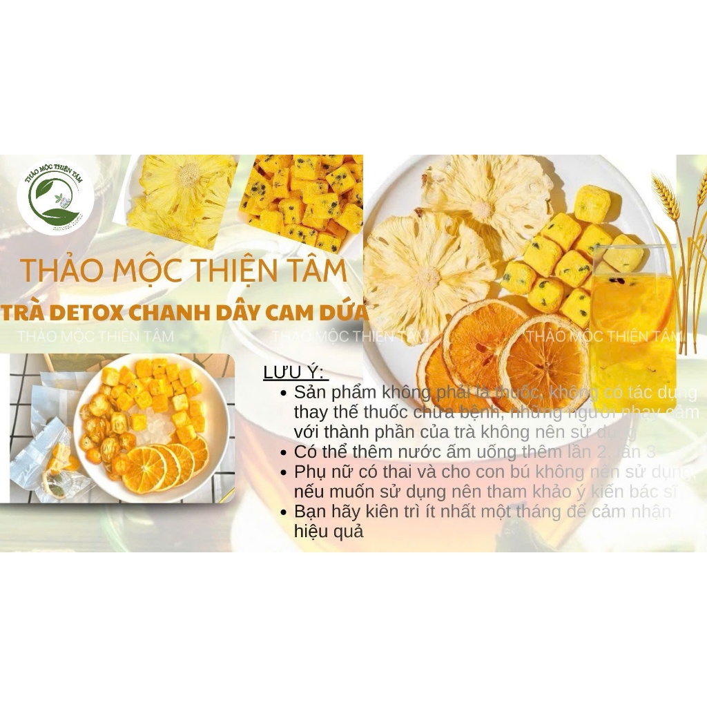 Trà DETOX Chanh Dây Cam Dứa Thanh Nhiệt - Mua 30 Gói Tặng 3 Gói Và Tặng Ngay 1 Gói Trà Bất Kỳ - Thảo Mộc Thiện Tâm