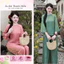 Set đồ lam đi chùa lụa tơ ánh kim, pháp phục cổ ngọc tay loe đi lễ, đi chùa Áo dài Thanh Hiền