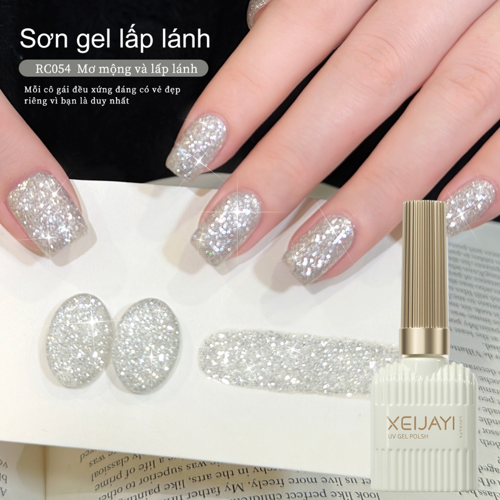 XEIJAYI 15ml Sơn móng tay gel nhũ trắng tuyết mới, thích hợp cho các tiệm nail và tự làm tại nhà.