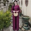 Set đồ lam đi chùa lụa tơ ánh kim, pháp phục cổ ngọc tay loe đi lễ, đi chùa Áo dài Thanh Hiền