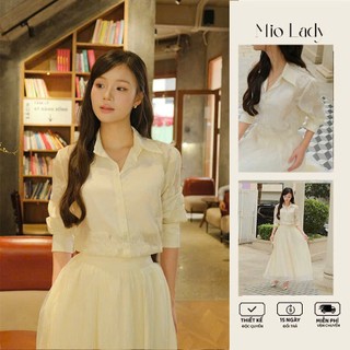 Áo Sơ Mi Tơ Hoa In 3D Phối Cổ Yếm Lụa – Form Suông Vừa, Tôn Dáng, Mềm Mịn Không Ngứa, Dễ Phối Đồ MioLady AO030