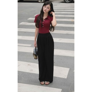 Quần Ống Rộng Xếp Ly Nữ – Dáng Suông Trendy, Chất Tuýt Sy Xước Hàn Dày Dặn, Đứng Phom, Không Nhăn MioLady QA004