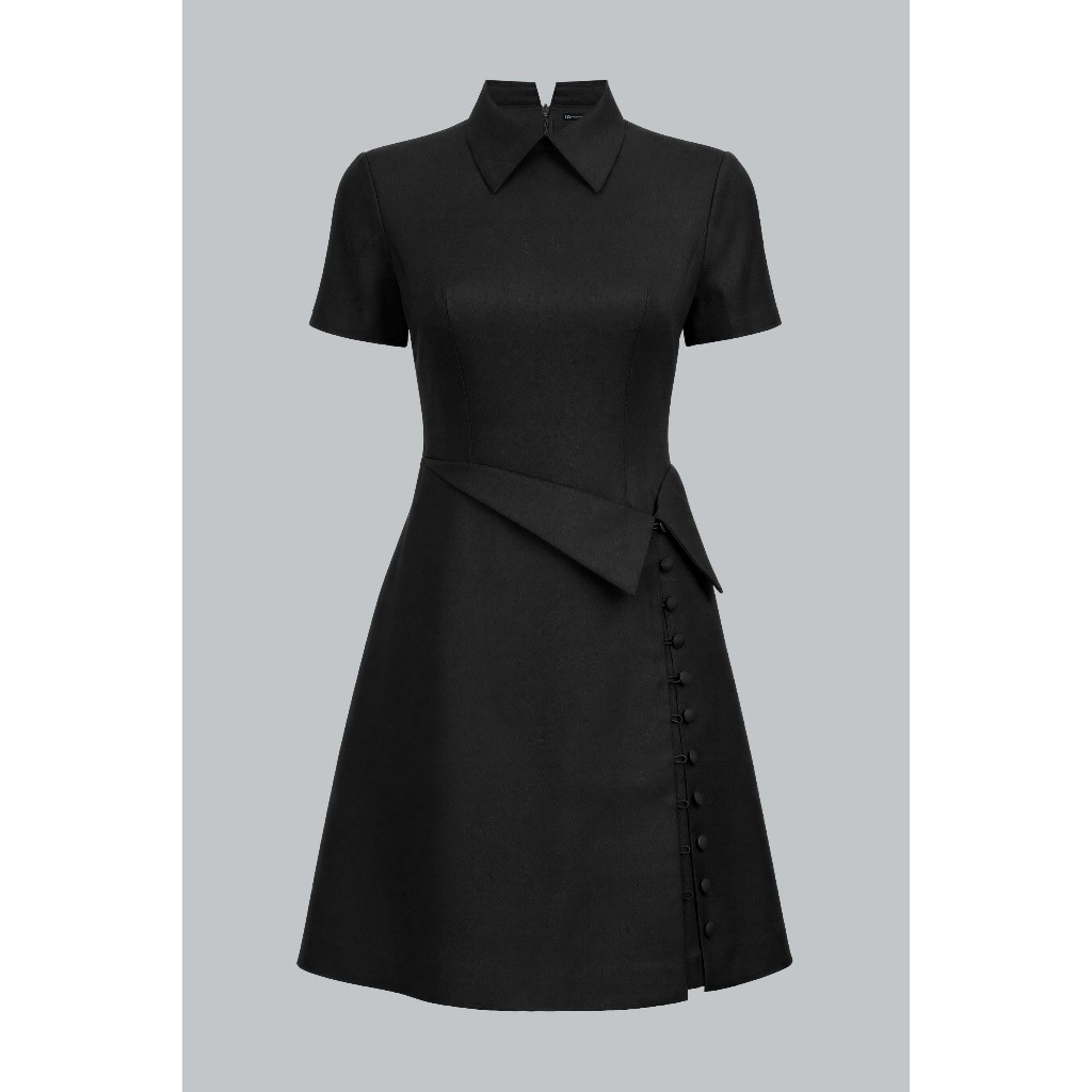 Đầm Xuân Hè Dáng A Cổ Đức Chân Bẻ Nẹp 1S15.2601. Đầm Monogram Thanh Lịch Công Sở, Đầm Nữ Thiết Kế Tối Giản Design By JM