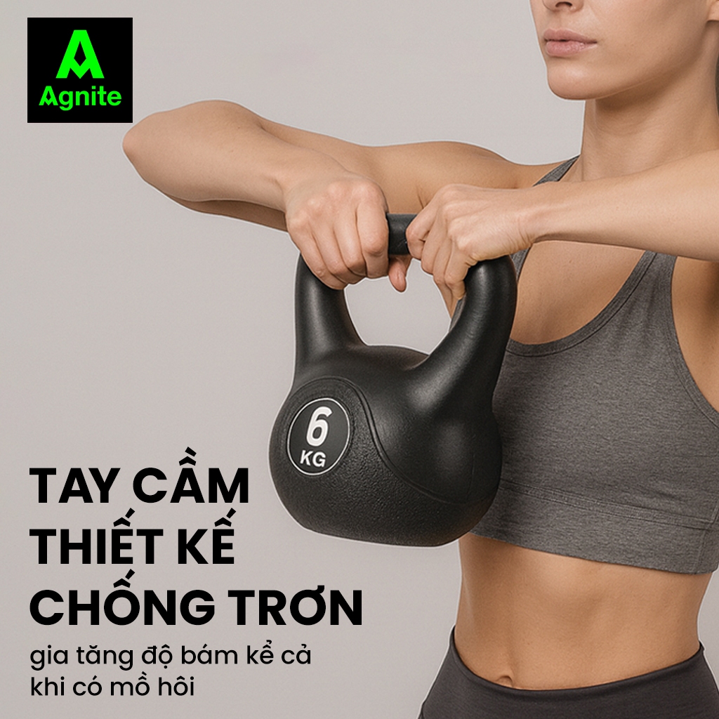 [TẶNG DÂY NHẢY] Tạ ấm,Tạ bình vôi thể dục tại nhà chuyên nghiệp Tạ Chuông Kettlebell tập gym, tập squat mông đùi Agnite
