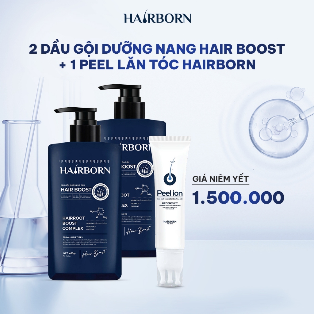 Combo Chăm Sóc Tóc Gồm 1 Lăn Tóc 60g và 2 chai Dầu Gội Hairboost 450g/chai, dưỡng tóc và da đầu