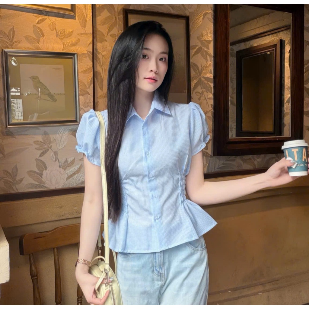 Áo sơ mi nữ thiết kế nhún eo trẻ trung xinh xắn TL.Online Shop - A193