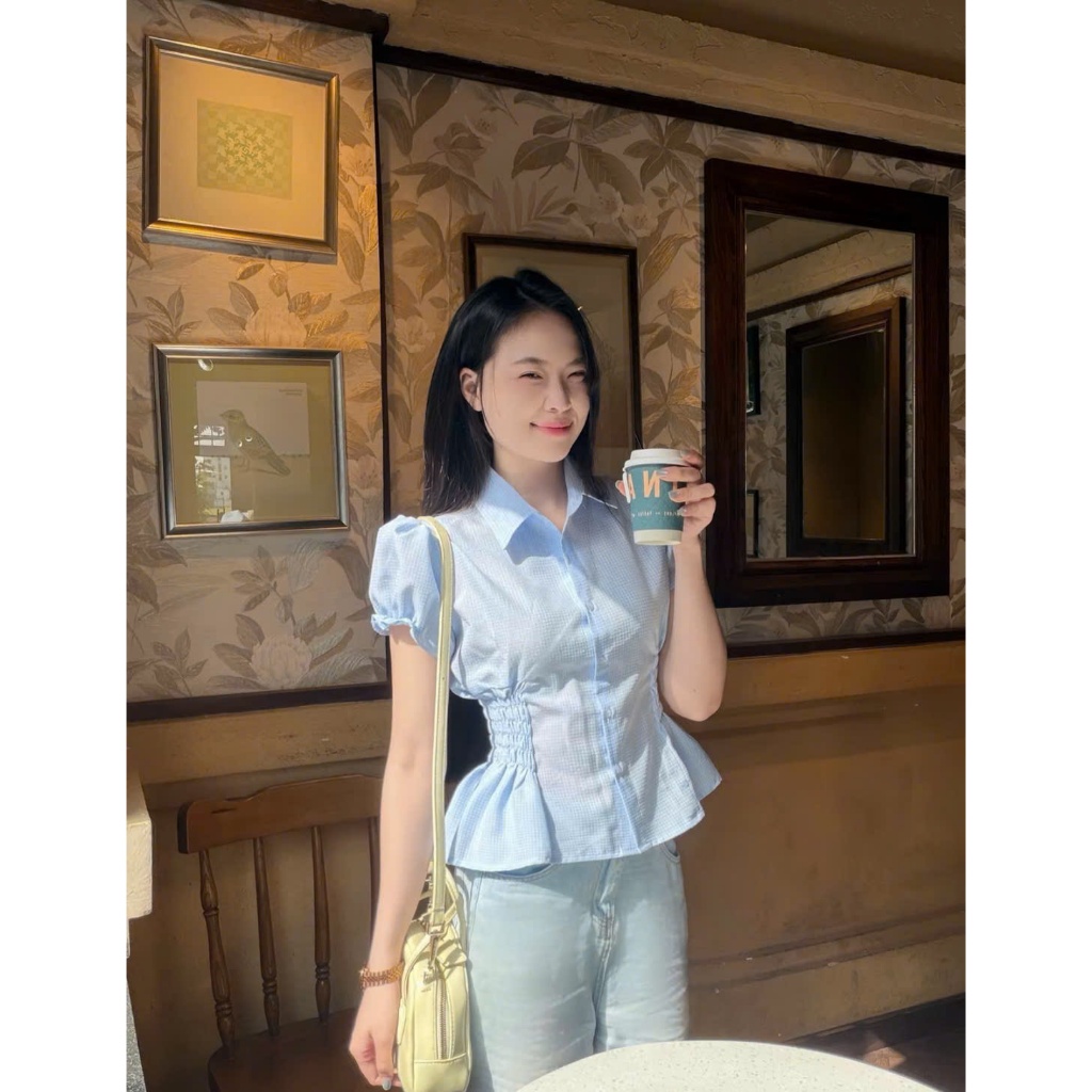 Áo sơ mi nữ thiết kế nhún eo trẻ trung xinh xắn TL.Online Shop - A193