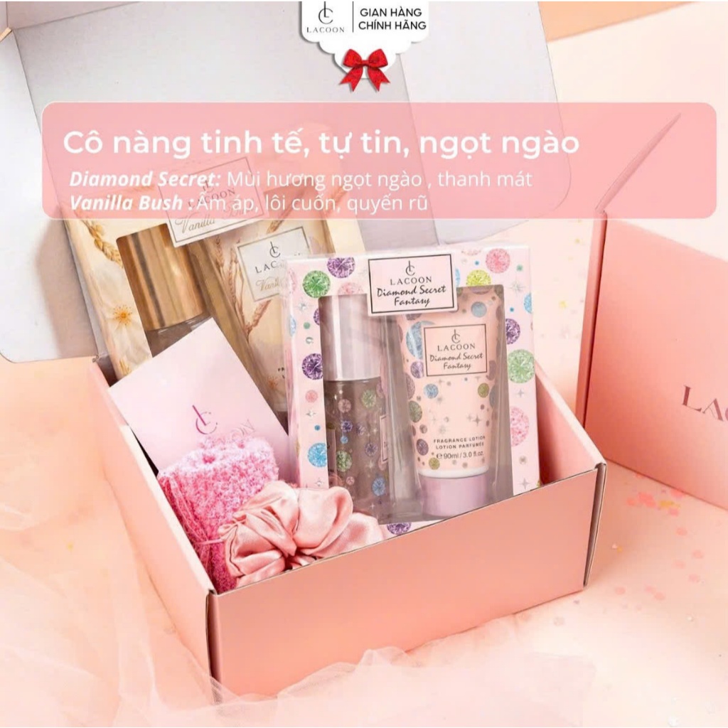 Set Quà Tặng LACOON Body Mist & Body Lotion - Hương Nước Hoa Dưỡng Da Chính Hãng