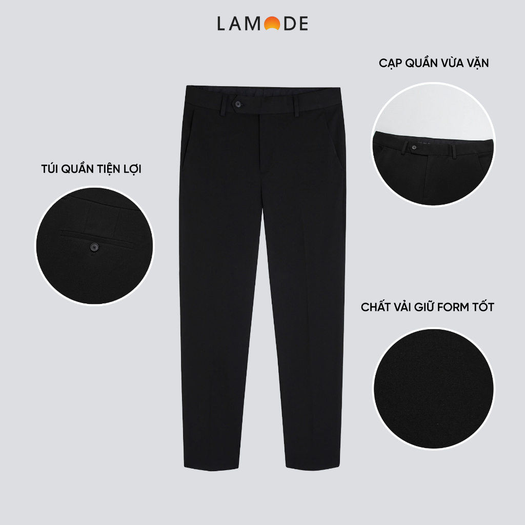 Quần Âu Nam Lamode Công Sở dáng Slim Fit Polyester Visco Spandex LTR0060S0