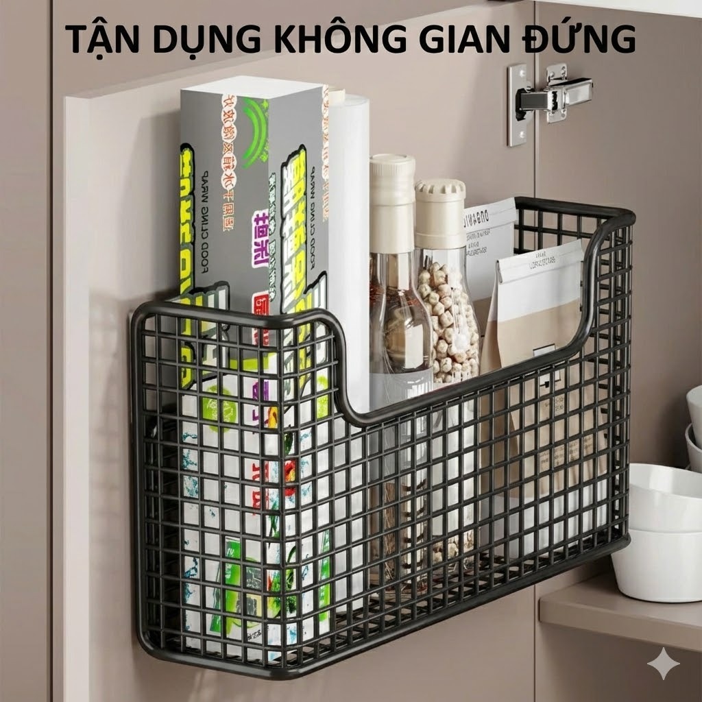 Kệ Đựng Đồ Đa Năng Dán Tường - Kệ Để Đồ Nhà Tắm, Đựng Gia Vị Nhà Bếp Hình Chữ Nhật Bằng Thép Sơn Tĩnh Điện.