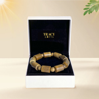 Vòng tay trầm hương trụ trúc “Minh Trí Tài Lộc” TRACY GIFTS, tuổi 10 năm, phong thủy đeo tay may mắn