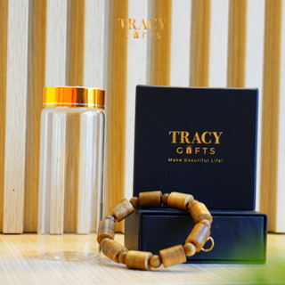 Vòng tay trầm hương trụ trúc “Minh Trí Tài Lộc” TRACY GIFTS, tuổi 10 năm, phong thủy đeo tay may mắn